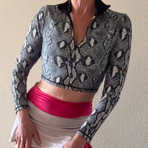 Adam Selman Python print cropped top sweatshirt zipper S $180 NEW - Picture 7 of 10